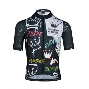 Shop the Quad Crown MTB Pro Performance Jersey - Technical fitted jersey with waffle textured main fabric, designed by Tinelli